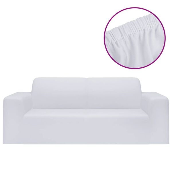 vidaXL Housse extensible de canapé 2 places Blanc Jersey de polyester