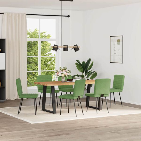 vidaXL Chaises &agrave; manger lot de 6 vert clair velours