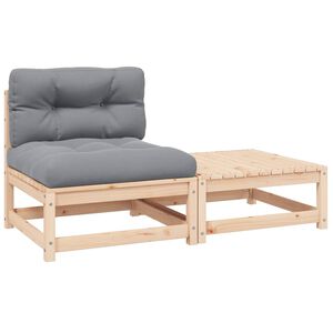 vidaXL Salon de jardin 2 pcs avec coussins Bois de pin massif
