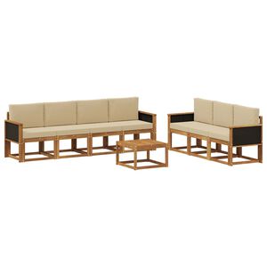 vidaXL Ensemble de canap&eacute;s d'ext&eacute;rieur avec coussin 7 pcs Naturel