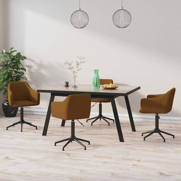 vidaXL Chaises &agrave; manger pivotantes lot de 4 Marron Velours