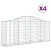 vidaXL Paniers &agrave; gabions arqu&eacute;s 4 pcs 200x30x80/100 cm Fer galvanis&eacute;