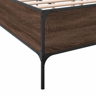 vidaXL Cadre de lit chêne marron 150x200 cm bois d'ingénierie et métal