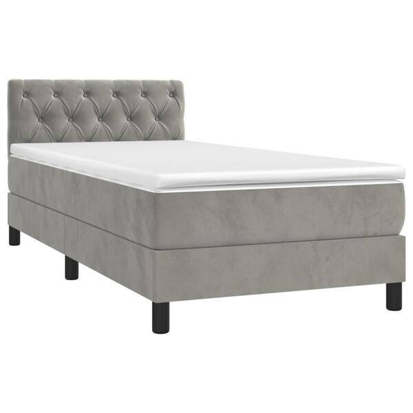 vidaXL Sommier &agrave; lattes de lit avec matelas et LED Gris clair 80x200cm
