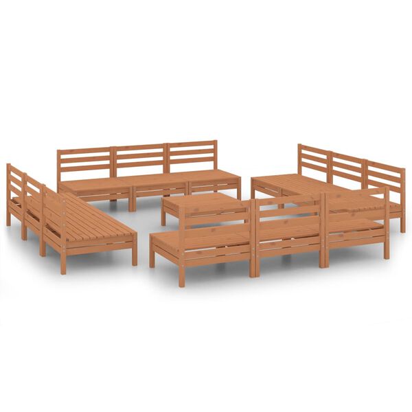 vidaXL Salon de jardin 13 pcs Marron miel Bois de pin massif