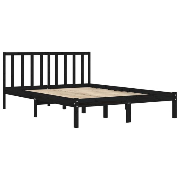 vidaXL Cadre de lit sans matelas noir bois de pin massif