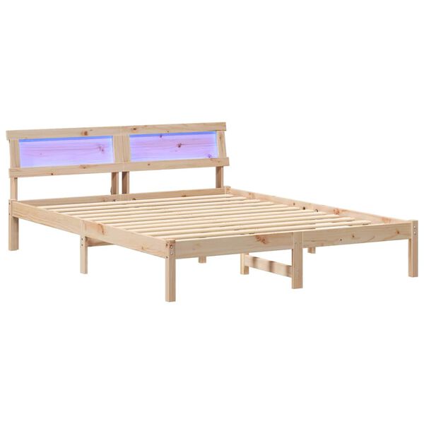 vidaXL Cadre de lit avec t&ecirc;te de lit Marron 160 x 200 cm Pin massif