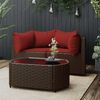 vidaXL Salon de jardin 3 pcs avec coussins marron r&eacute;sine tress&eacute;e