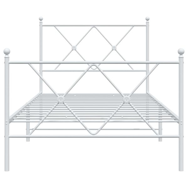 vidaXL Cadre de lit m&eacute;tal sans matelas avec pied de lit blanc 90x190cm