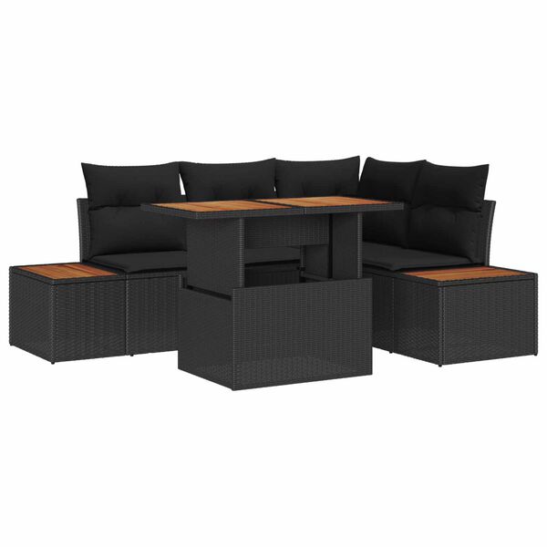 vidaXL Ensemble de canap&eacute; de jardin 5 pcs Noir Poly rotin