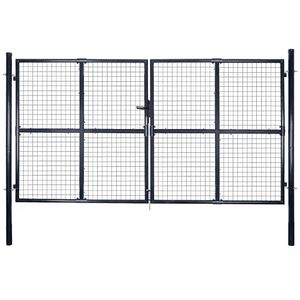 vidaXL Portail de jardin grillag&eacute; en acier galvanis&eacute; 300 x 175 cm gris