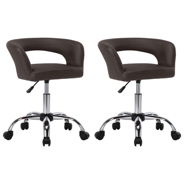 vidaXL Chaises &agrave; manger lot de 2 marron similicuir