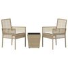 vidaXL Ensemble bistro de jardin 3 pcs Beige Poly rotin