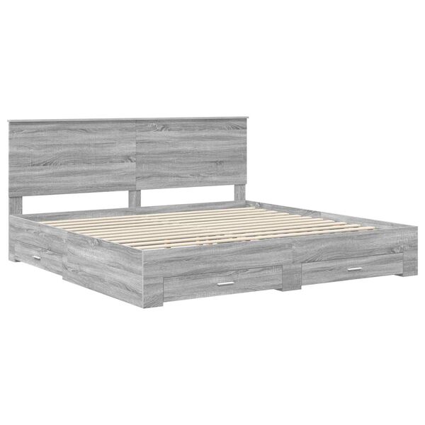 vidaXL Cadre de lit Gris Sonoma 200 x 200 cm Bois d'ing&eacute;nierie