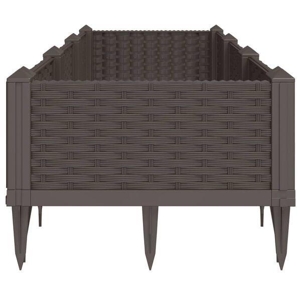 vidaXL Jardini&egrave;re avec piquets marron 125x40x28,5 cm PP