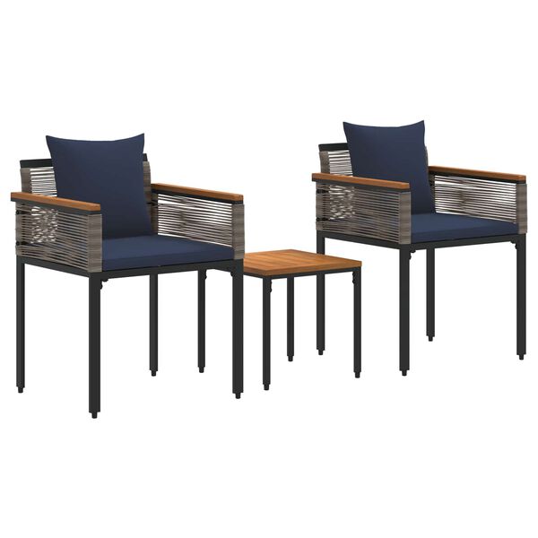 vidaXL Ensemble de meubles d'ext&eacute;rieur 3 pcs Gris et bleu marine
