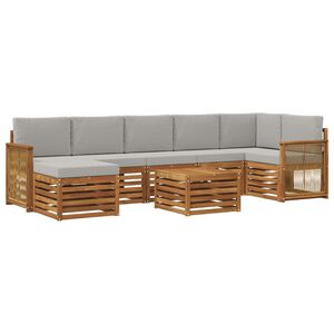 vidaXL Ensemble de canap&eacute;s d'ext&eacute;rieur 7 pcs Naturel et gris clair