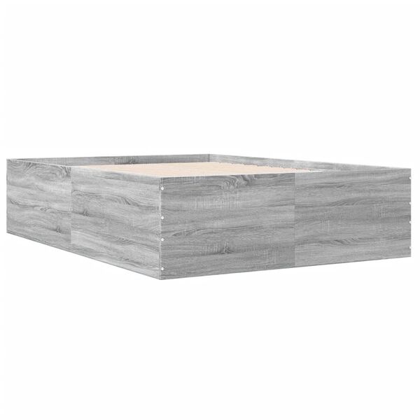 vidaXL Cadre de lit sans matelas sonoma gris 135x190 cm
