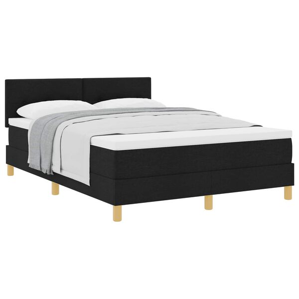vidaXL Lit &agrave; ressorts avec matelas Noir 140 x 200 cm tissu
