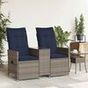 vidaXL Canap&eacute; de jardin inclinable 2 places avec Table en r&eacute;sine tress&eacute;e grise