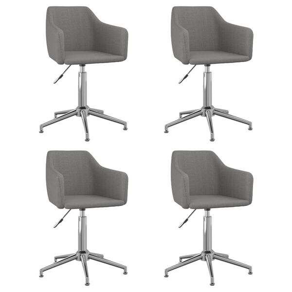 vidaXL Chaises pivotantes &agrave; manger lot de 4 Gris clair Tissu