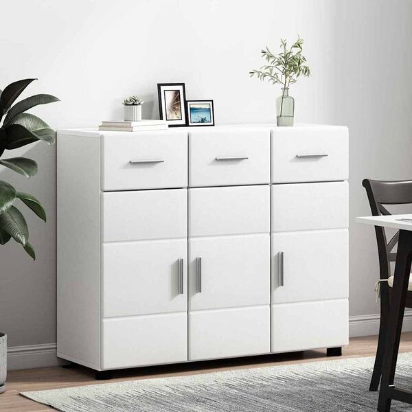 vidaXL Buffet avec &eacute;tag&egrave;re Blanc 88,5 x 30,5 x 73 cm Bois d'ing&eacute;nierie