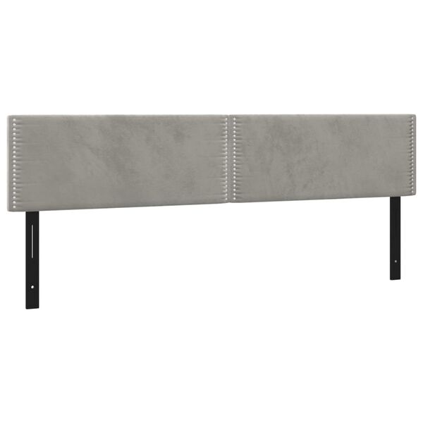 vidaXL T&ecirc;tes de lit 2 pcs gris clair 90x5x78/88 cm velours