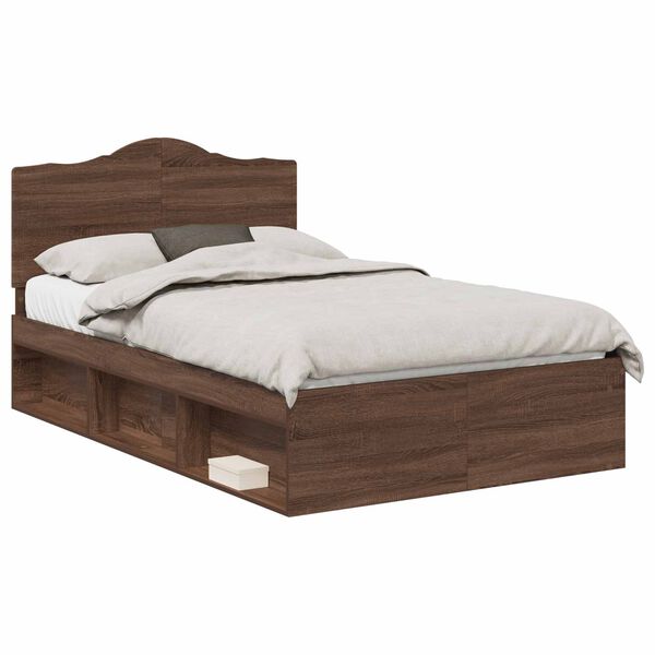 vidaXL Cadre de lit Ch&ecirc;ne brun 120 x 190 cm Pin massif
