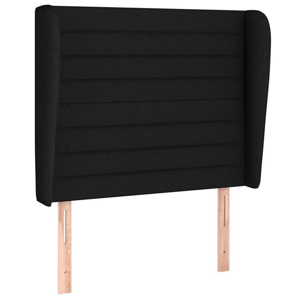 vidaXL T&ecirc;te de lit avec oreilles Noir 93x23x118/128 cm Tissu