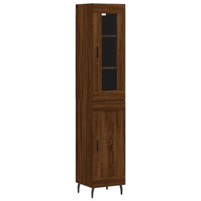 vidaXL Buffet haut Chêne marron 34,5x34x180 cm Bois d'ingénierie