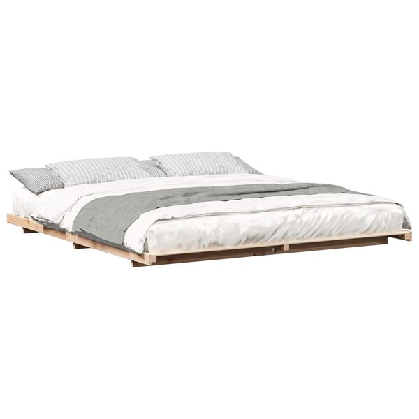 vidaXL Cadre de lit sur&eacute;lev&eacute; Marron 180 x 220 cm Bois massif en pin