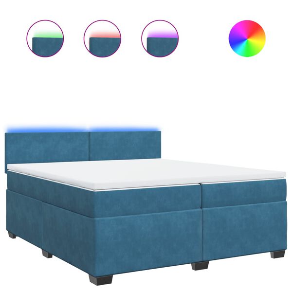 vidaXL Sommier &agrave; lattes de lit et matelas Bleu 200x200 cm velours