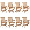 vidaXL Chaises de jardin avec coussins beige lot de 8 Bois teck massif
