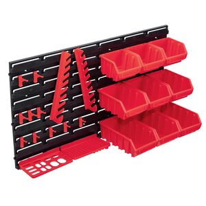 vidaXL Kit de bacs de stockage et panneaux muraux 34 pcs Rouge et noir