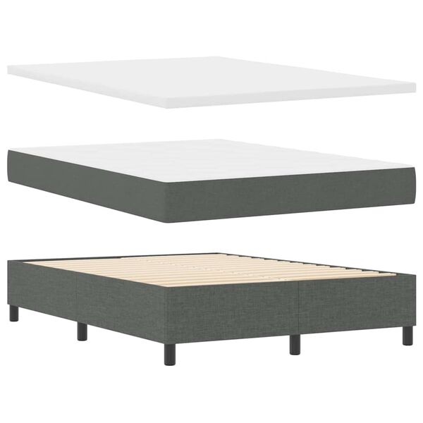 vidaXL Lit &agrave; ressorts avec matelas Gris fonc&eacute; 160 x 200 cm tissu