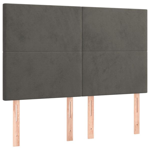 vidaXL T&ecirc;te de lit &agrave; LED Gris fonc&eacute; 144x5x118/128 cm Velours