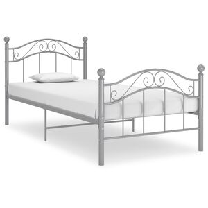 vidaXL Cadre de lit sans matelas gris m&eacute;tal 90x200 cm