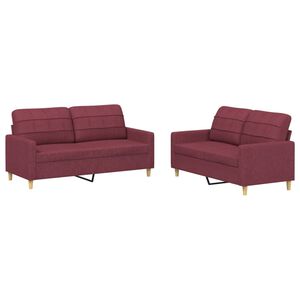vidaXL Ensemble de canap&eacute;s 2 pcs avec coussins Rouge bordeaux Tissu