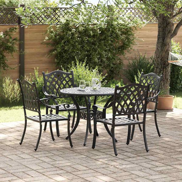 vidaXL Ensemble de salle à manger pour jardin 5 pcs Noir