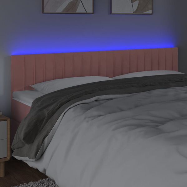 vidaXL T&ecirc;te de lit &agrave; LED Rose 180x5x78/88 cm Velours