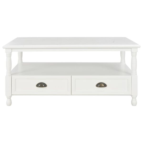 vidaXL Table basse Blanc 100x50x45,5 cm Bois de Paulownia solide