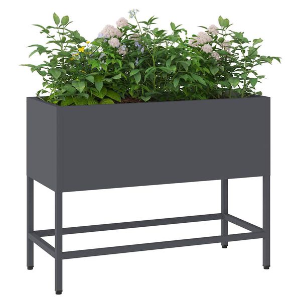 vidaXL Bac de jardin sur&eacute;lev&eacute; Anthracite 60 x 26 x 45 cm Acier