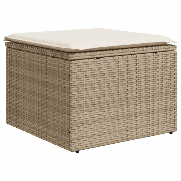 vidaXL Salon de jardin avec coussins 4 pcs beige résine tressée