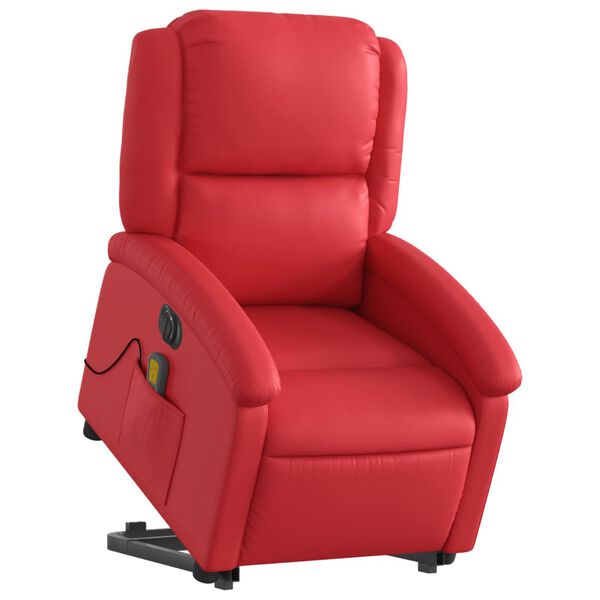 vidaXL Fauteuil inclinable de massage &eacute;lectrique rouge similicuir