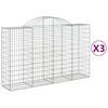 vidaXL Paniers &agrave; gabions arqu&eacute;s 3 pcs 200x50x120/140 cm Fer galvanis&eacute;