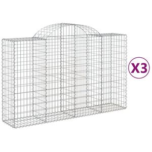 vidaXL Paniers &agrave; gabions arqu&eacute;s 3 pcs 200x50x120/140 cm Fer galvanis&eacute;
