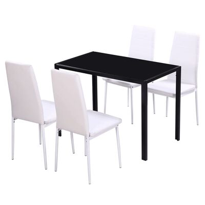 vidaXL Ensemble de table à manger cinq pièces noir et blanc