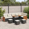 vidaXL Ensemble de canap&eacute; de jardin avec coussin 10 pcs Noir et Cr&egrave;me