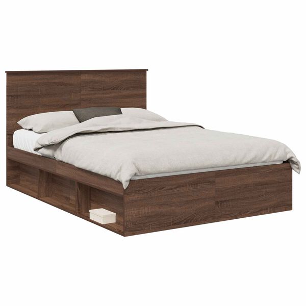 vidaXL Cadre de lit Ch&ecirc;ne brun 140 x 200 cm Bois de pin massif