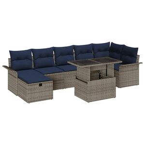 vidaXL Ensemble de canap&eacute; de jardin 8 pc Gris polyrotin